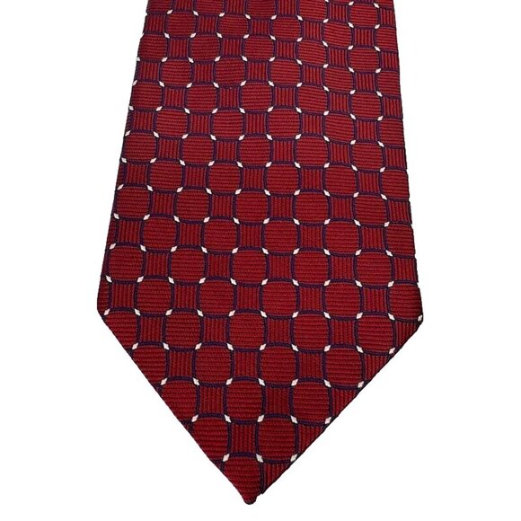 Brooks Brothers Neck Tie Pure‎ Silk Red Geometric Made in USA Mens - Picture 1 of 6